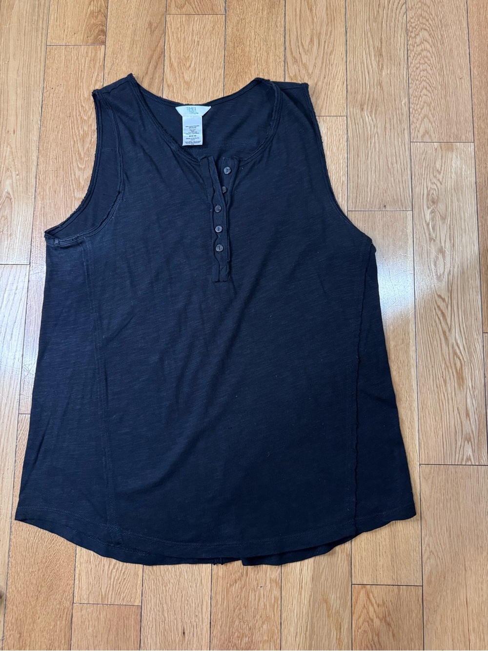 3 Women's Henley Tank Tops - Black, Olive, White (3 Pack) - Picture 3 of 11
